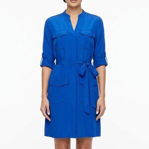 Express Cobalt Blue Utility Shirt Dress | Electric Luxe Minimalist XS